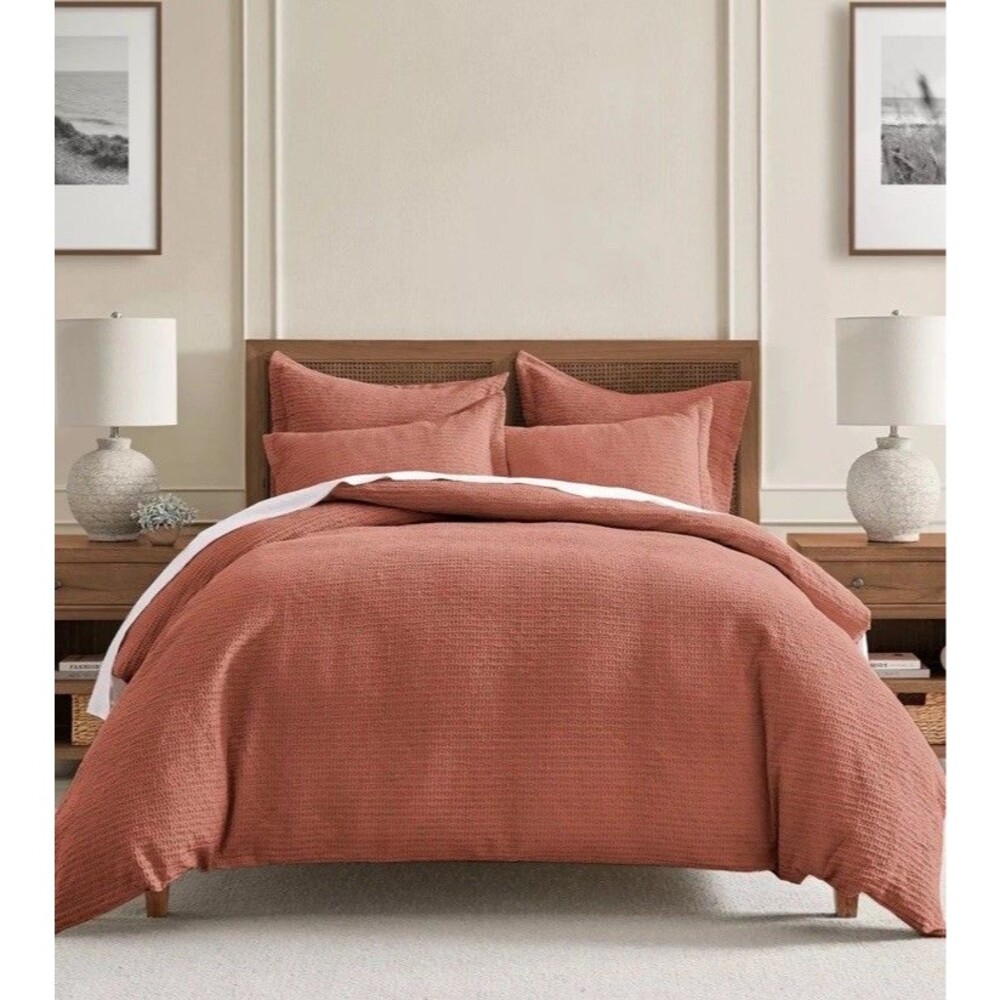 Levtex Home Cloud Waffle Textured 3-Pc. Duvet Cover Set, Full/Queen - Adobe